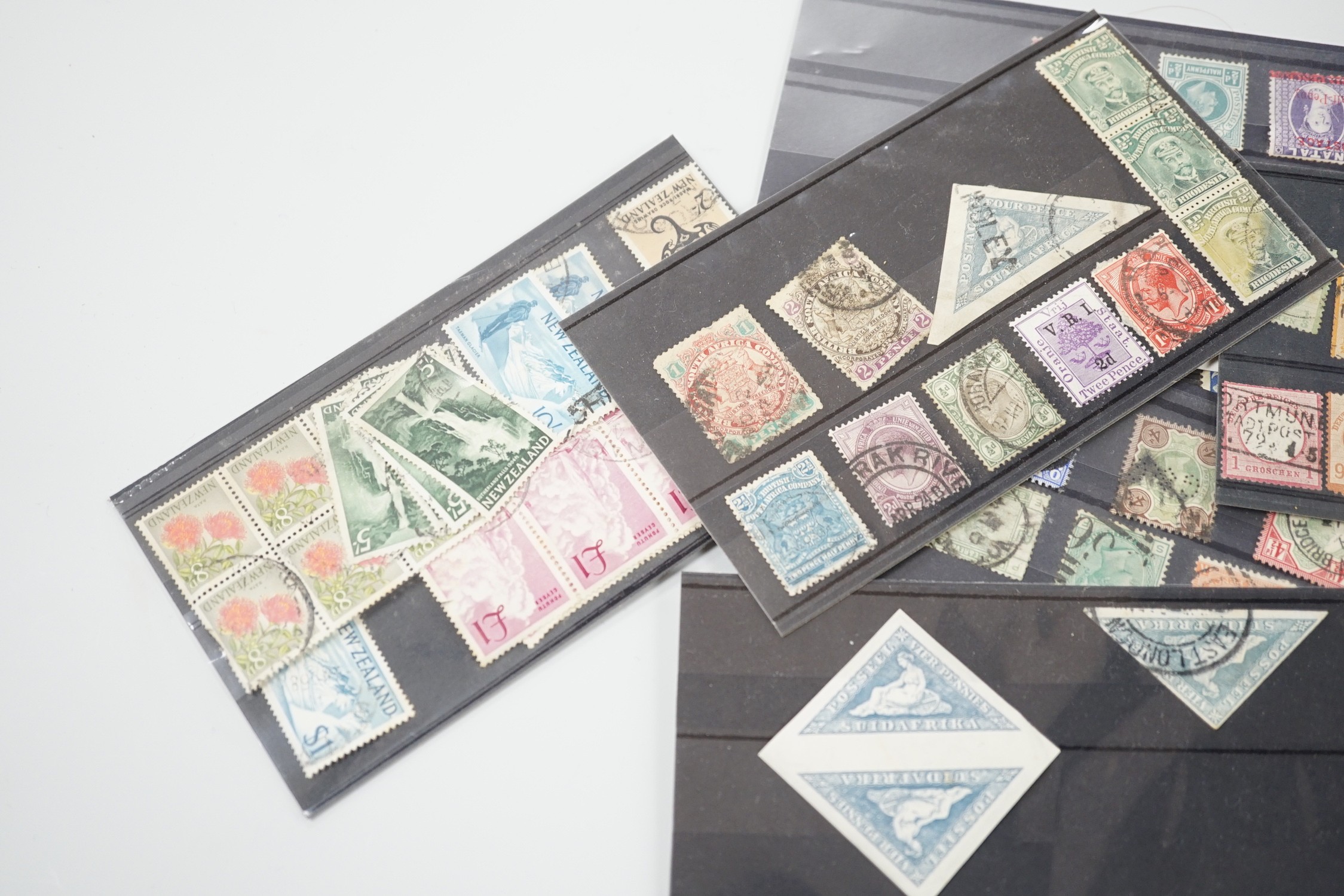 Mixed stamps including Penny Black, Edward VIII 3 shilling booklet, some on stock cards, others mounted